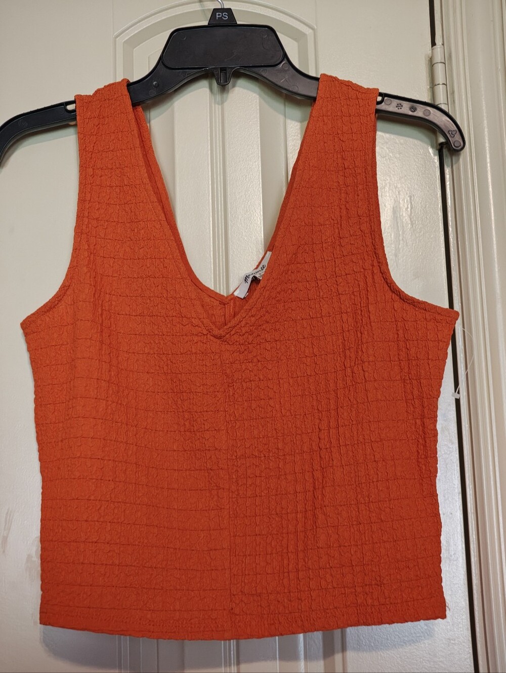 NWT Madewell 🏵️Orange Textured V Neck Tank Top Sleeveless Top Women’s Small S
